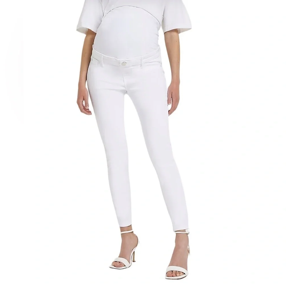 River Island maternity WHITE MOLLY MID RISE SKINNY JEANS SZ 10